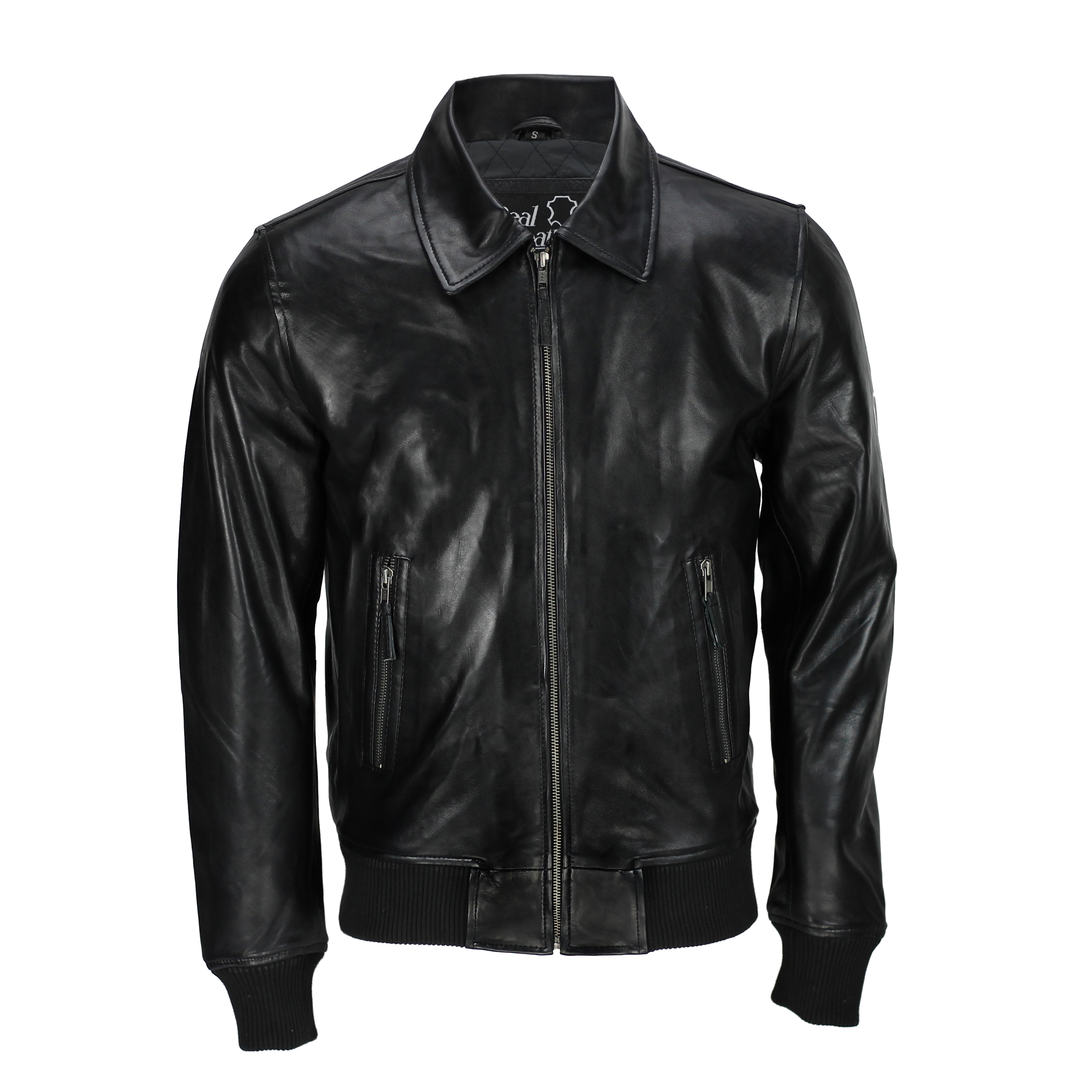 vintage lether bomber jacket black